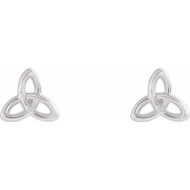 14K White Celtic-Inspired Trinity Earrings