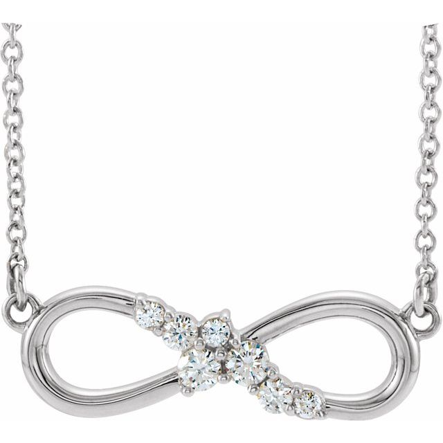 Sterling Silver 1/8 CTW Natural Diamond Infinity-Inspired Bar 18' Necklace