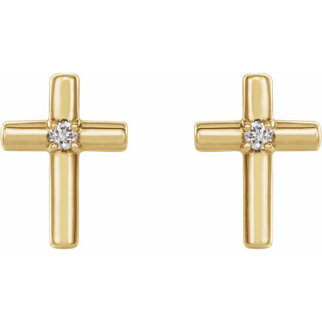 14K Yellow .01 CTW Natural Diamond Cross Earrings