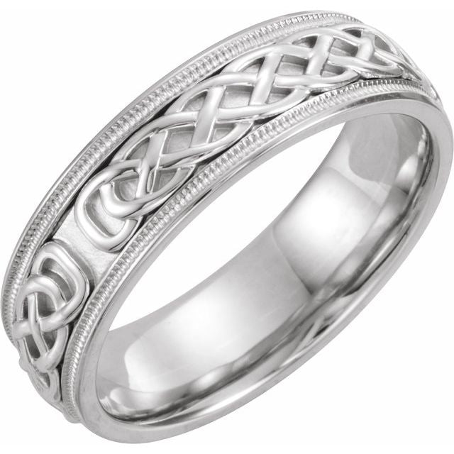 14K White 7 mm Celtic-Inspired Band Size 10