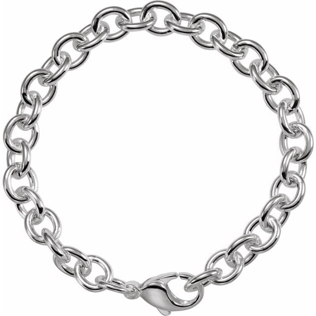 Sterling Silver 7.75 mm Cable 7 1/2' Chain