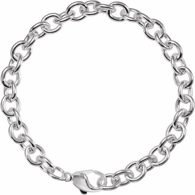 Sterling Silver 10 mm Cable 8 1/2' Chain