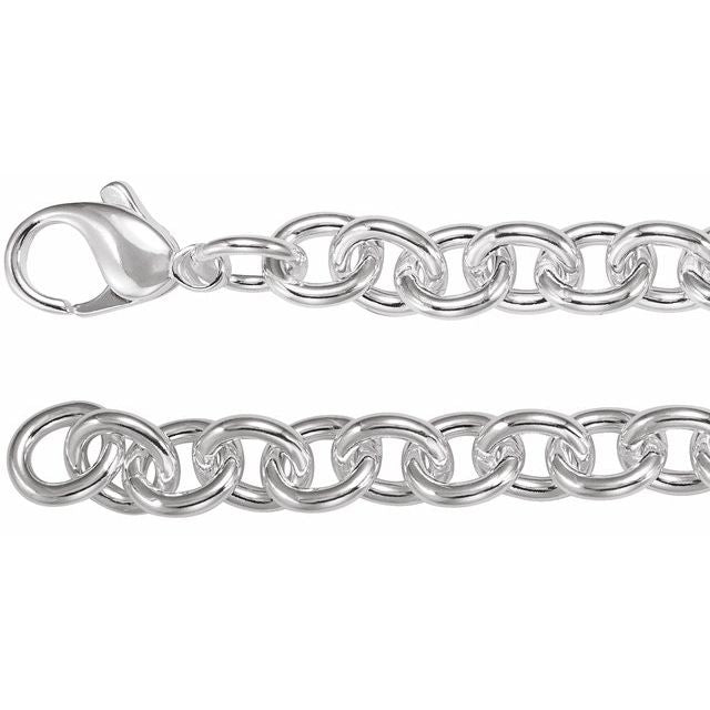Sterling Silver 7.75 mm Cable 8 1/2' Chain