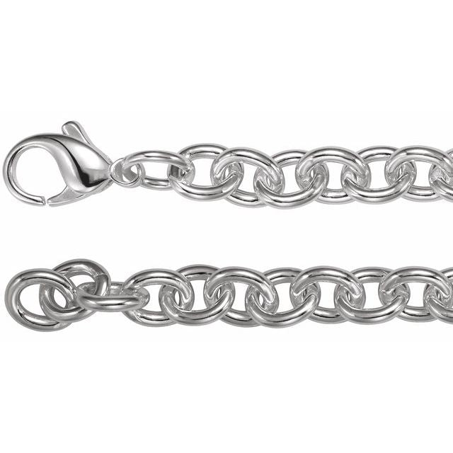 Sterling Silver 7.75 mm Cable 7 1/2' Chain