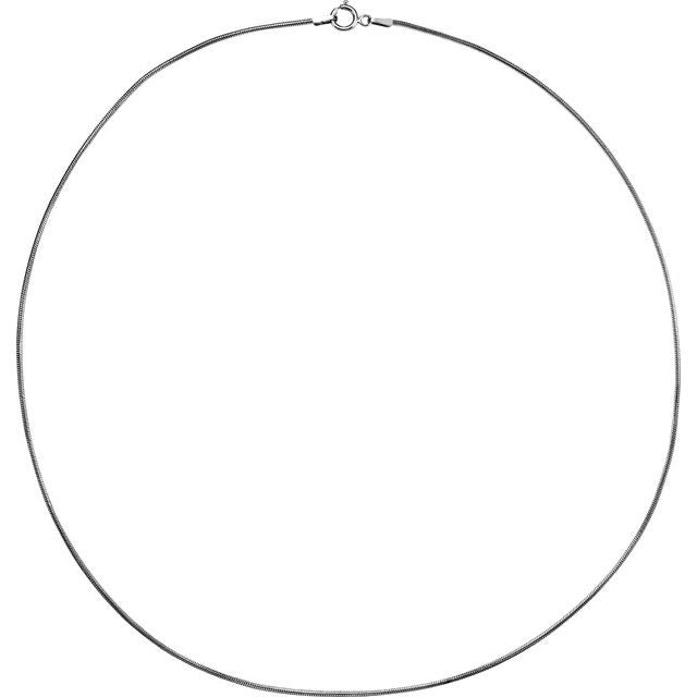 14K White 1 mm Snake 7' Chain