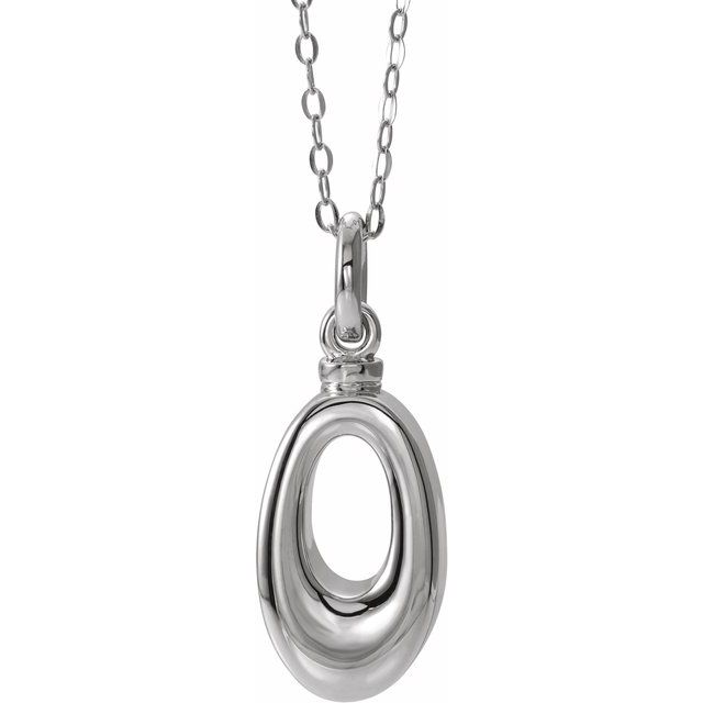 Sterling Silver Oval Loop Ash Holder 18' Necklace