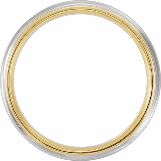 14K Yellow & White 6 mm Half Round Band with Milgrain  Size 10