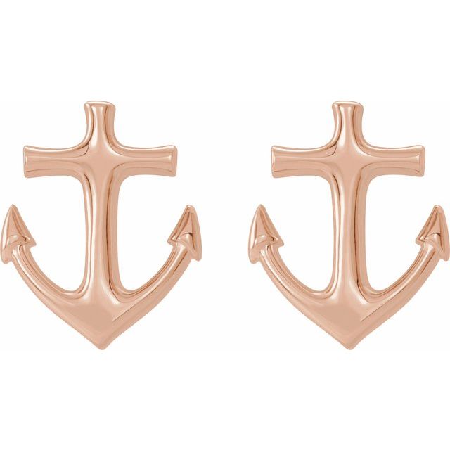14K Rose Anchor Earrings