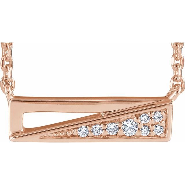 14K Rose .05 CTW Natural Diamond Bar 18' Necklace