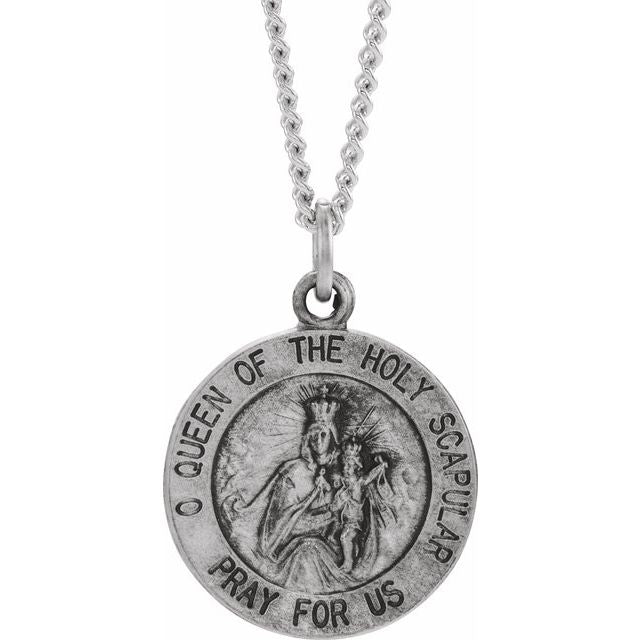 Sterling Silver 15 mm Round Scapular 18' Necklace