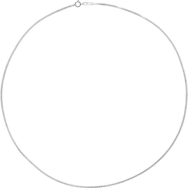 14K White 1.3 mm Diamond-Cut Box 7' Chain