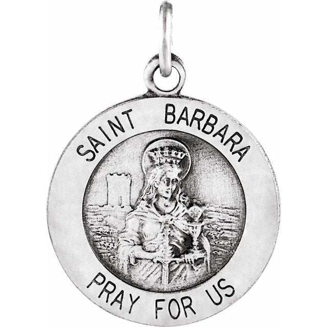 Sterling Silver 15 mm St. Barbara Medal