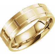 14k Yellow 7 Mm Grooved Band Size 9.5