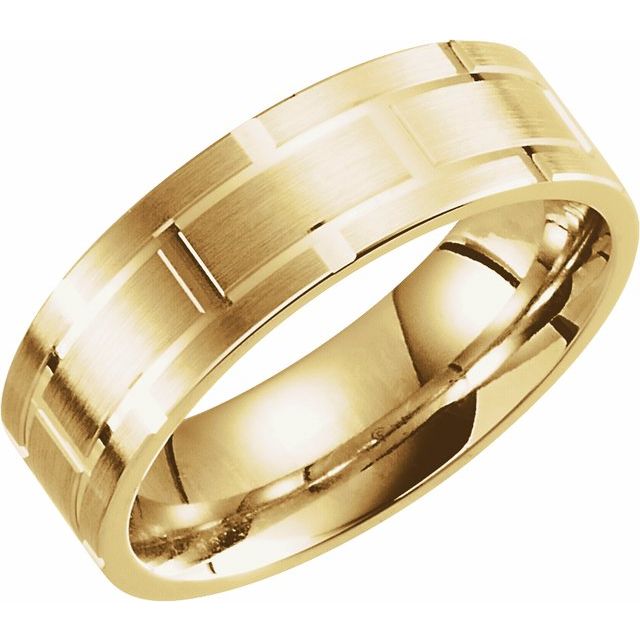 14k Yellow 7 Mm Grooved Band Size 9.5