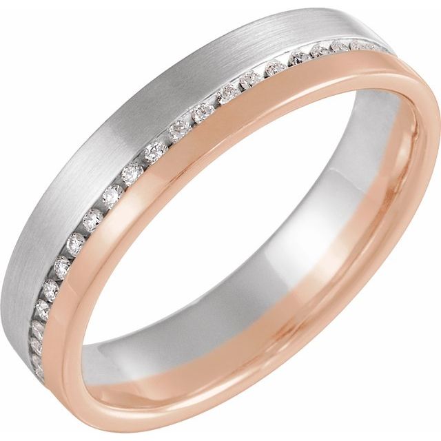 14k White/rose 1/3 Ctw Natural Diamond 6mm Band Size 11