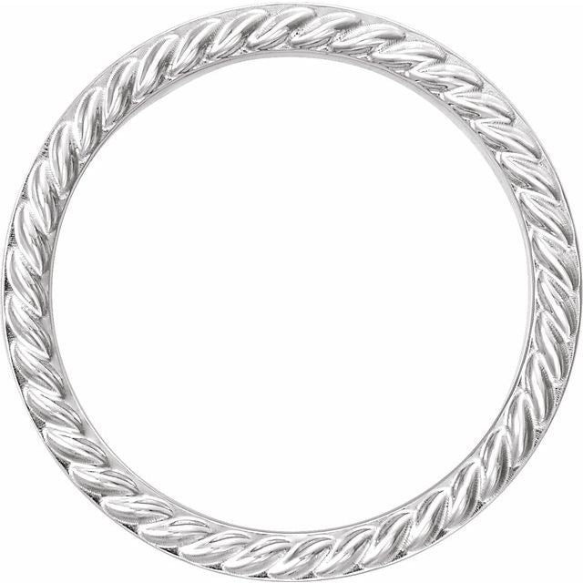 14K White 6 mm Rope Pattern Band Size 11