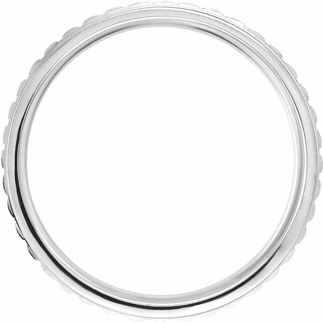 14K White 6 mm Ridged Band Size 10.5