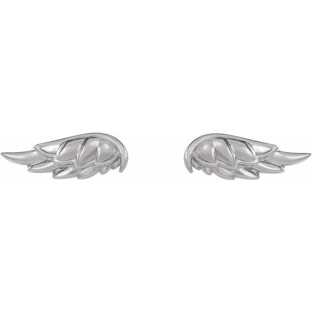14K White Angel Wing Earrings