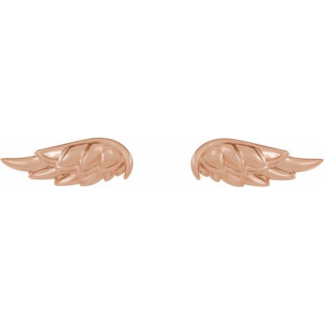 14K Rose Angel Wing Earrings