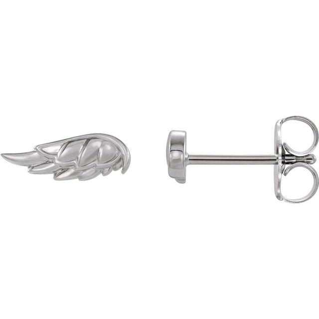 14K White Angel Wing Earrings