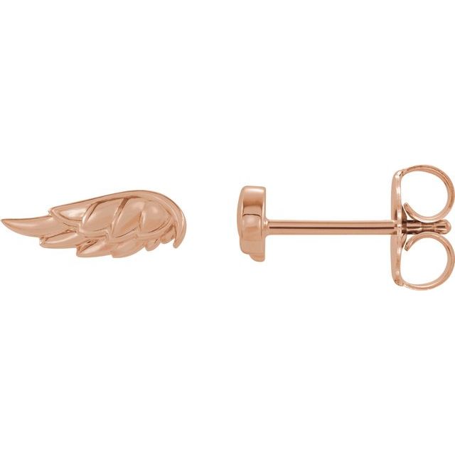 14K Rose Angel Wing Earrings