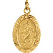 14K Yellow 15x11 mm Oval St. Christopher Medal