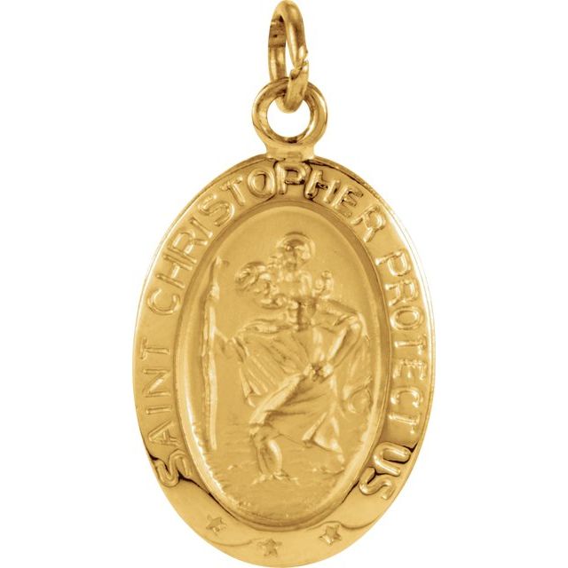 14K Yellow 15x11 mm Oval St. Christopher Medal