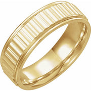 18K Yellow 6 mm Ridged Band Size 11
