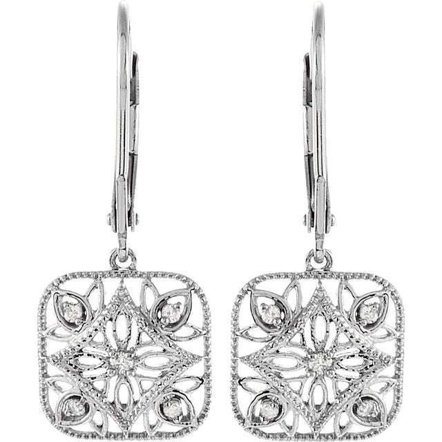 Sterling Silver 1/10 CTW Natural Diamond Filigree Earrings