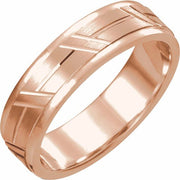 14K Rose 6 mm Grooved Band Size 11