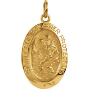 14K Yellow 19x14 mm Oval St. Christopher Medal