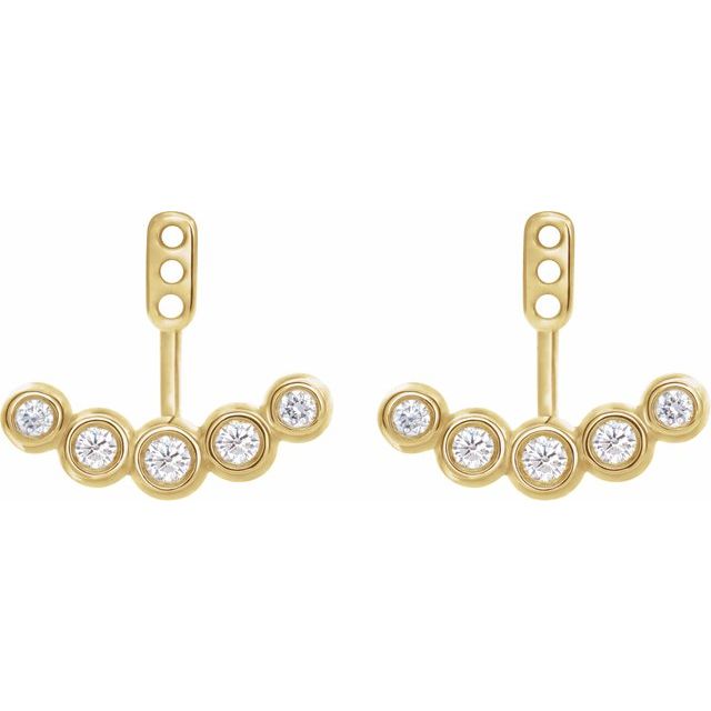 14K Yellow 1/4 CTW Diamond Curved Front-Back Earring Jackets