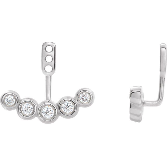 14K White 1/4 CTW Diamond Curved Front-Back Earring Jackets