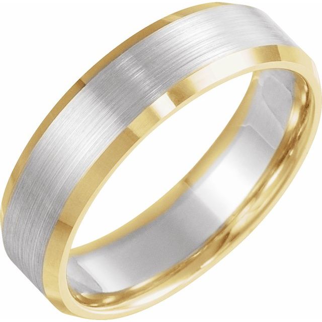 14K Yellow/White/Yellow 6 mm Beveled-Edge Band with Satin Finish Size 11
