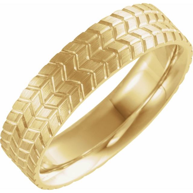 14K Yellow 6 mm Tread Pattern Band Size 10