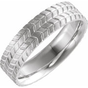 14K White 6 mm Tread Pattern Band Size 12