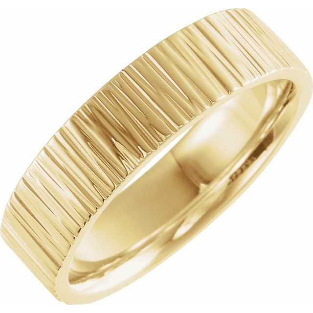 18K Yellow 6 mm Tree Bark Pattern Band  Size 6