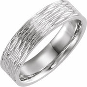 14K White 6 mm Tree Bark Pattern Band Size 7