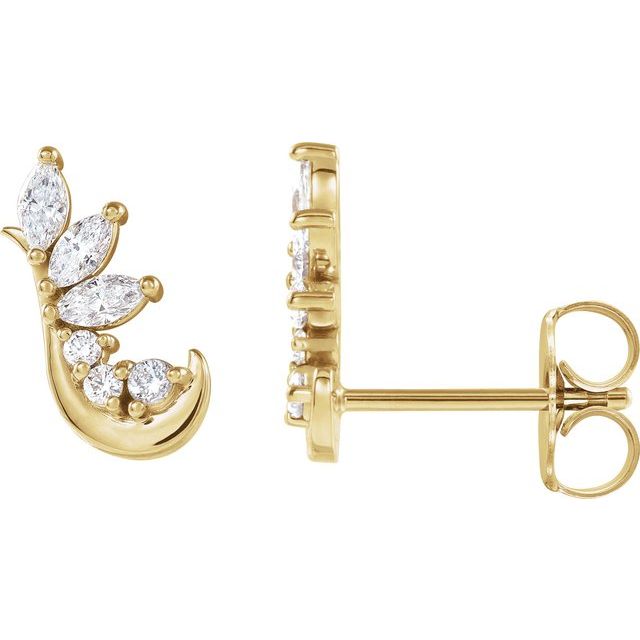 14K Yellow 1/4 CTW Natural Diamond Earring Climbers