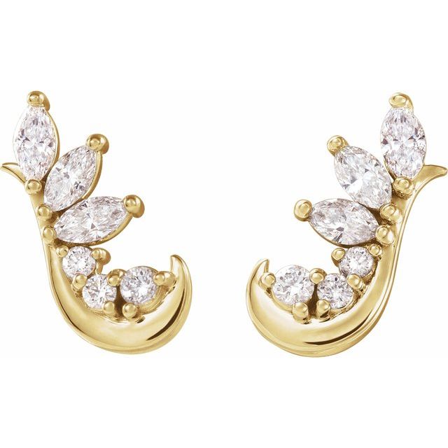 14K Yellow 1/4 CTW Natural Diamond Earring Climbers