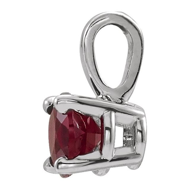 Sterling Silver 6 mm Imitation Ruby Pendant