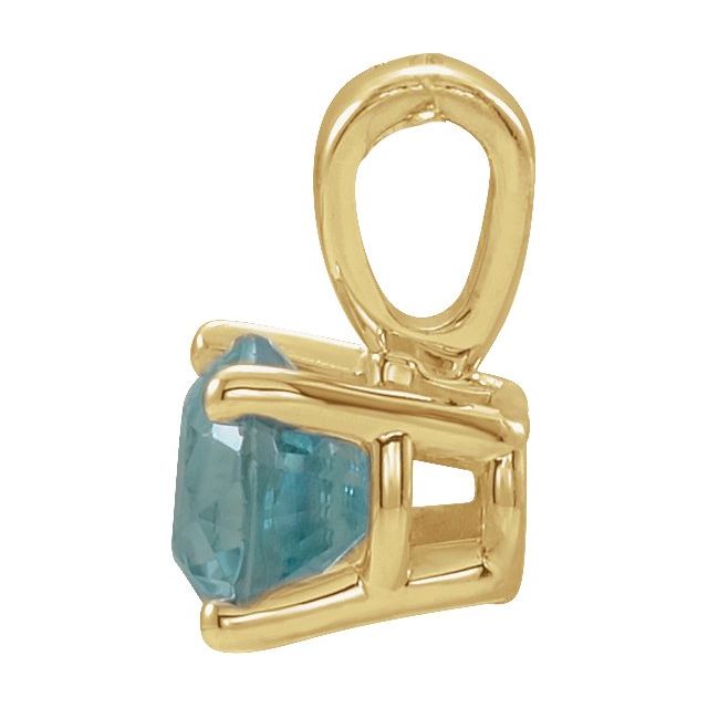 14K Yellow 6 mm Natural Blue Zircon Pendant