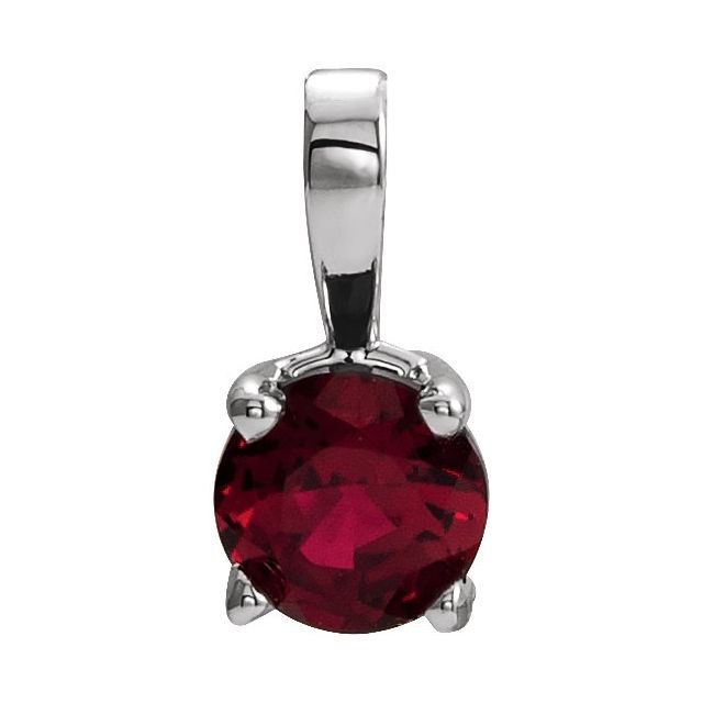 Sterling Silver 6 mm Imitation Ruby Pendant