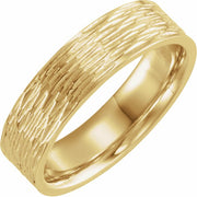 14K Yellow 6 mm Tree Bark Pattern Band Size 8