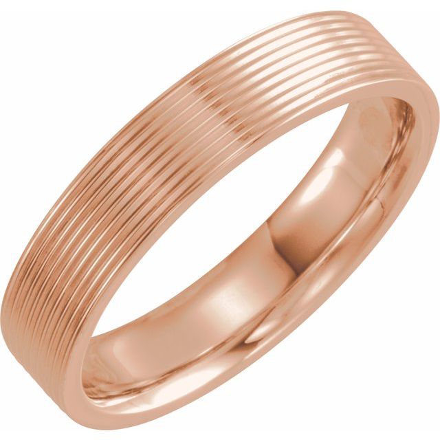 14K Rose 6 mm Ridged Band Size 10