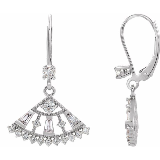 14K White 3/4 CTW Natural Diamond Fan Earrings