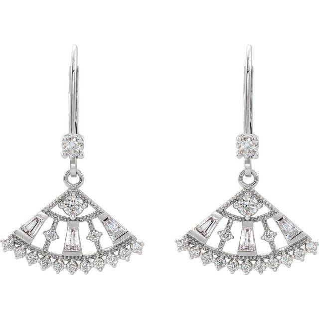 14K White 3/4 CTW Natural Diamond Fan Earrings