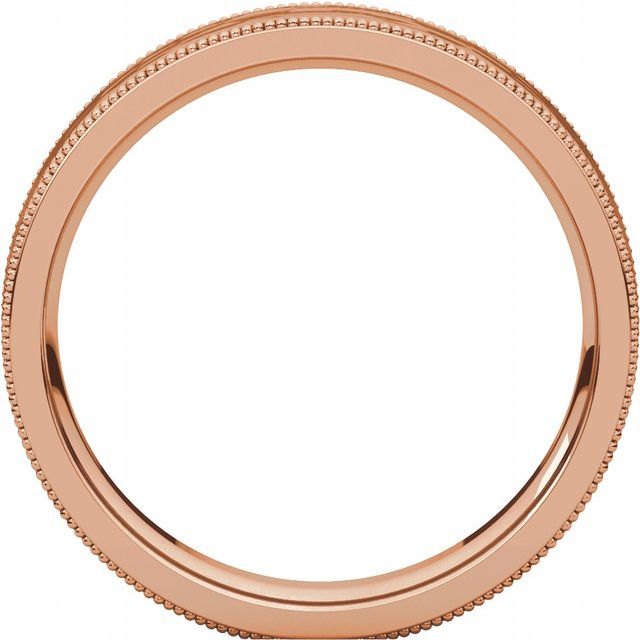 14K Rose 4 mm Flat Milgrain Band with Satin & Hammered Texture Size 9.5