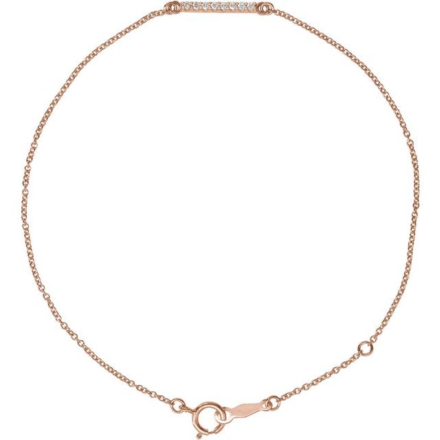 14K Rose .07 CTW Natural Diamond Bar 6 1/2-71/2' Bracelet