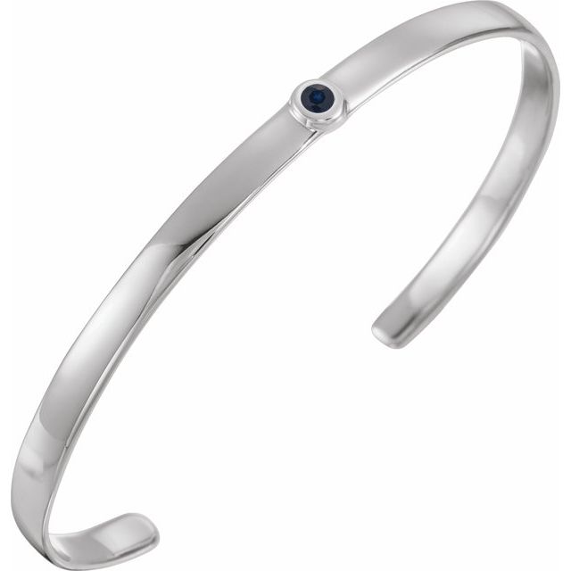 Sterling Silver Natural Blue Sapphire Cuff 6' Bracelet